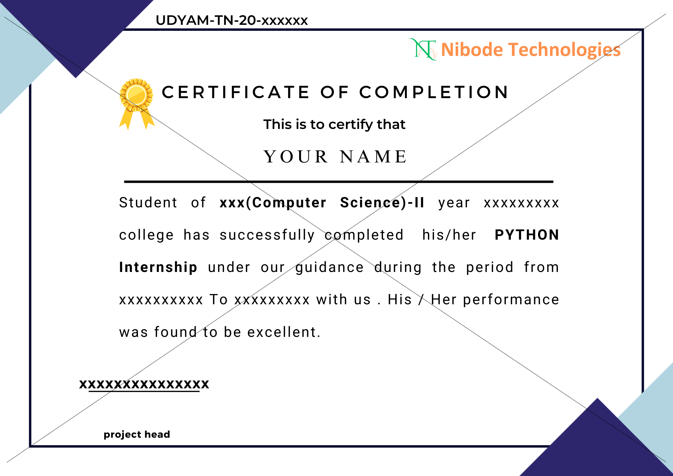 Internship Certificate Format Sample for Students in India